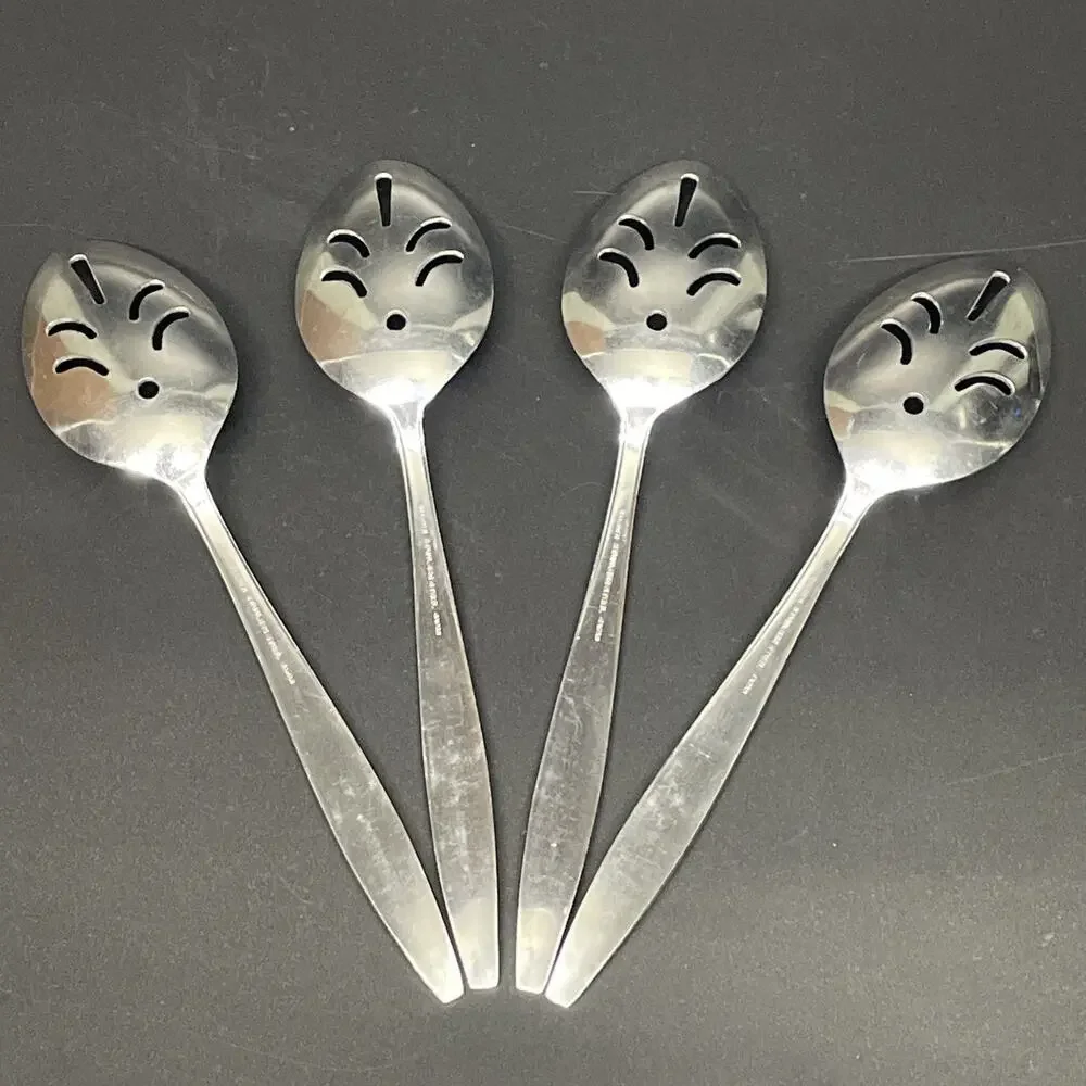 Stanley Roberts Eileen Stainless Steel Japan Slotted Serving Spoons Set of 4